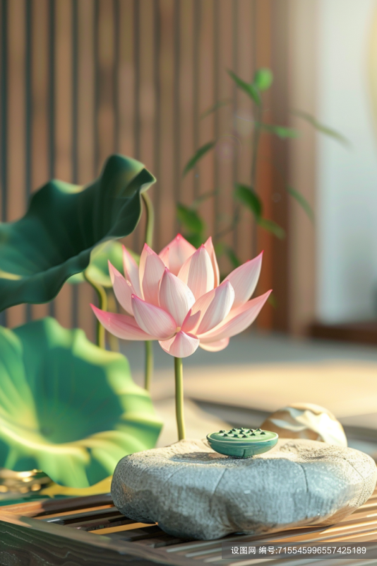 典雅的古典荷花禅意景致png下载_编号715545996557425189-设图网
