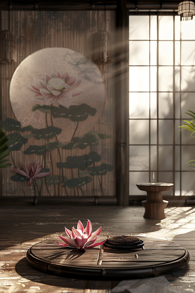 典雅的中式荷花禅意场景png下载_编号715549896232539743-设图网