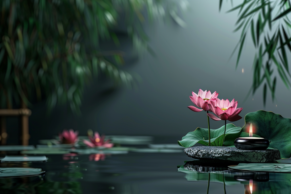 唯美的国风荷花禅意景致png下载_编号715557529945513838-设图网