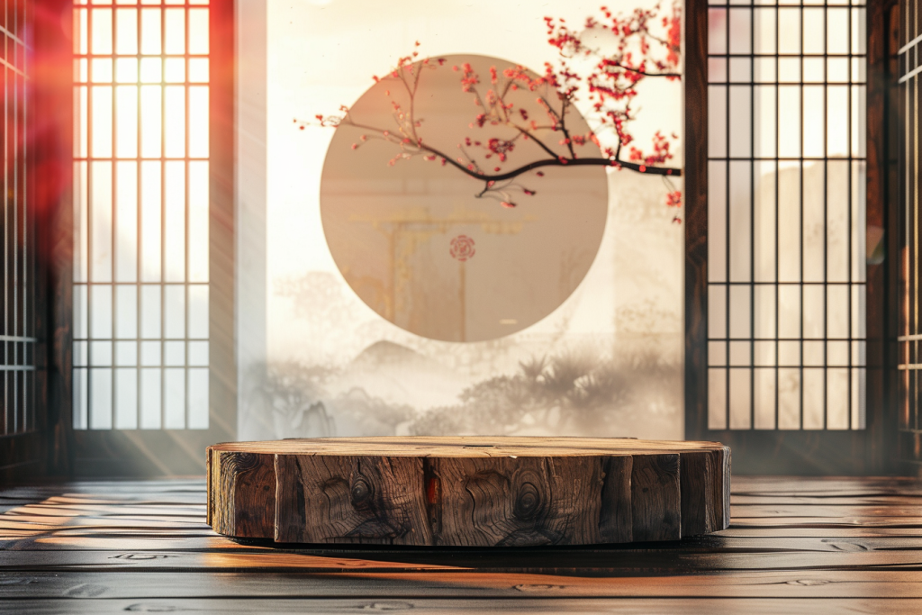 中式禅意电商场景展示台