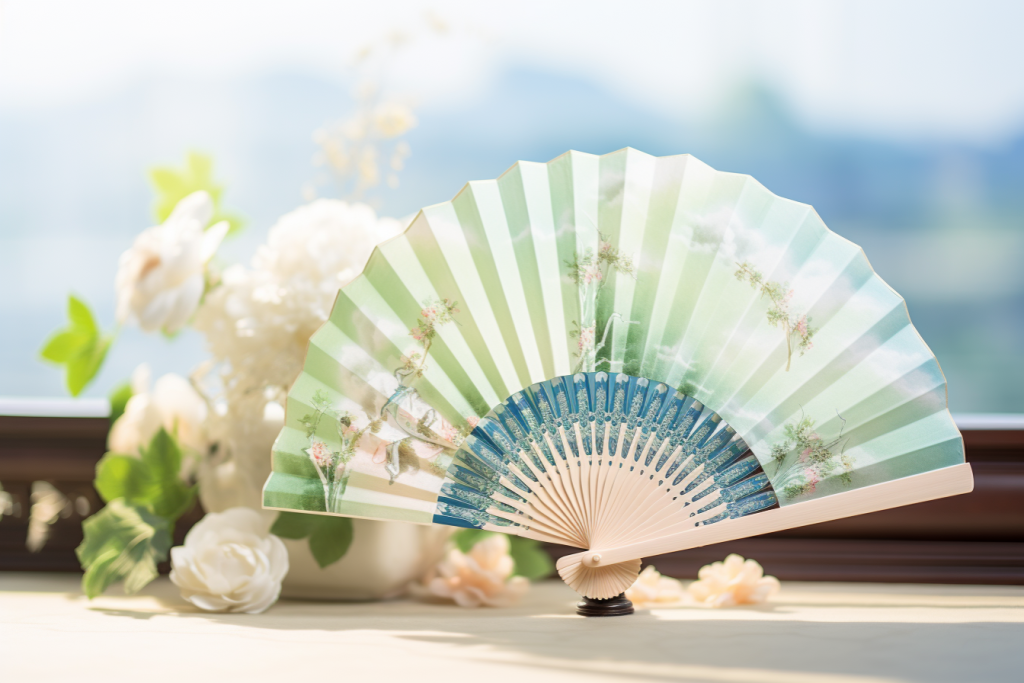 中式折扇夏至背景图