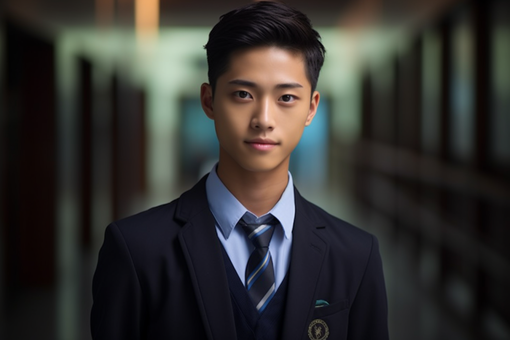 青春洋溢的校园学生装帅气男生