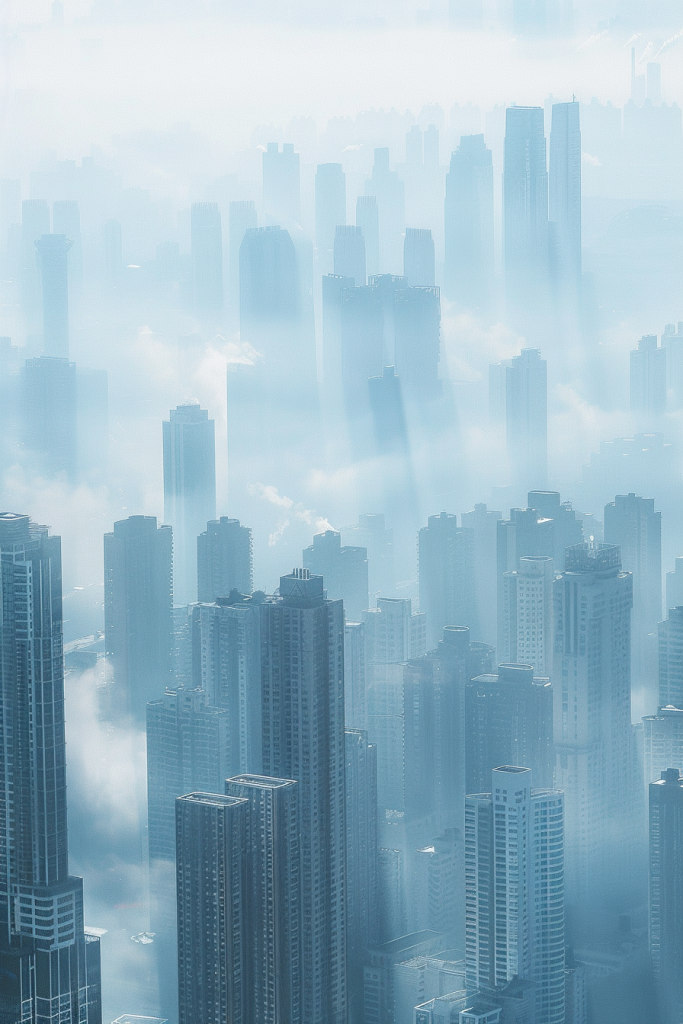 阴霾天气城市摄影图