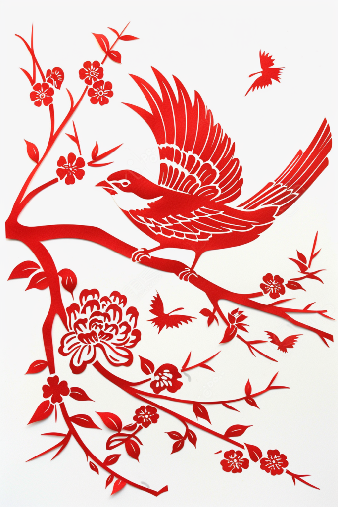 喜鹊花样剪纸窗花