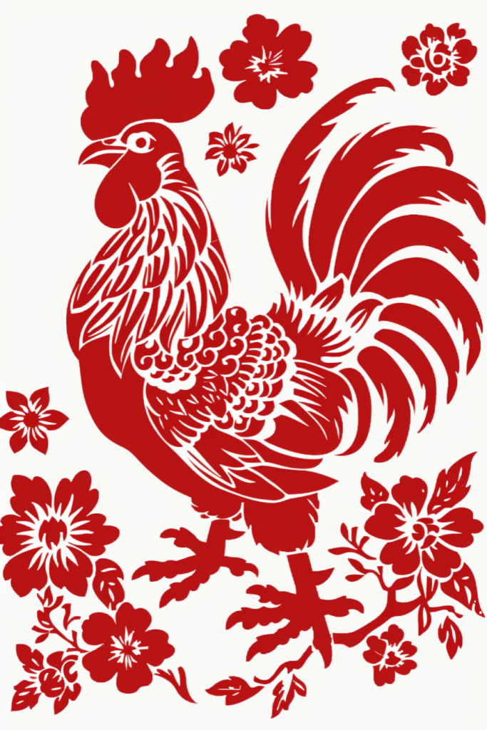 十二生肖鸡手工剪纸