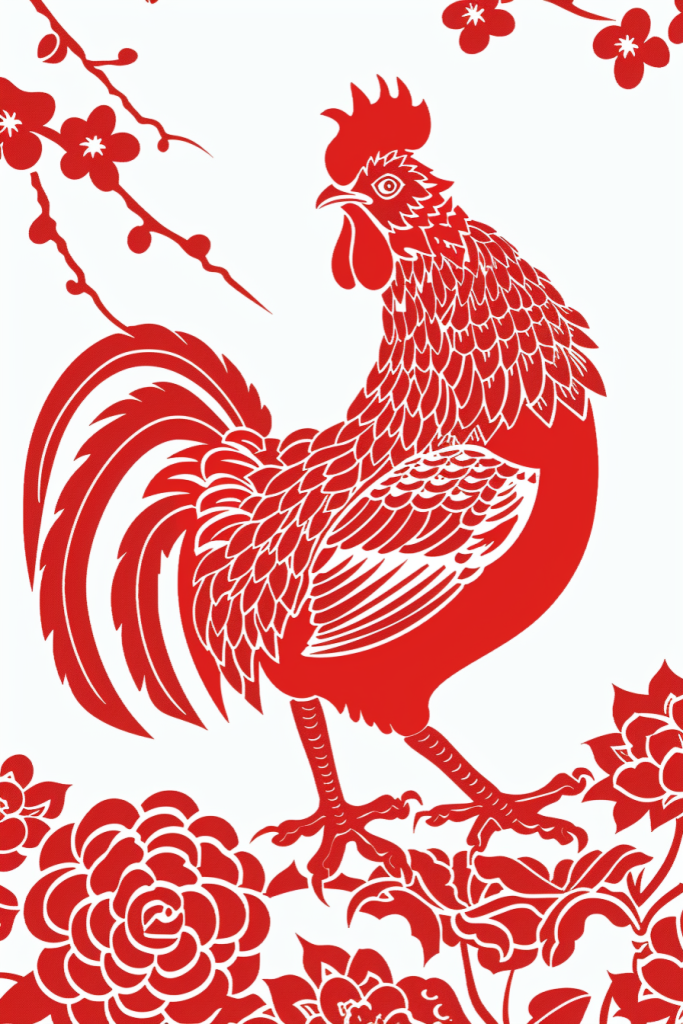 十二生肖鸡剪纸窗花