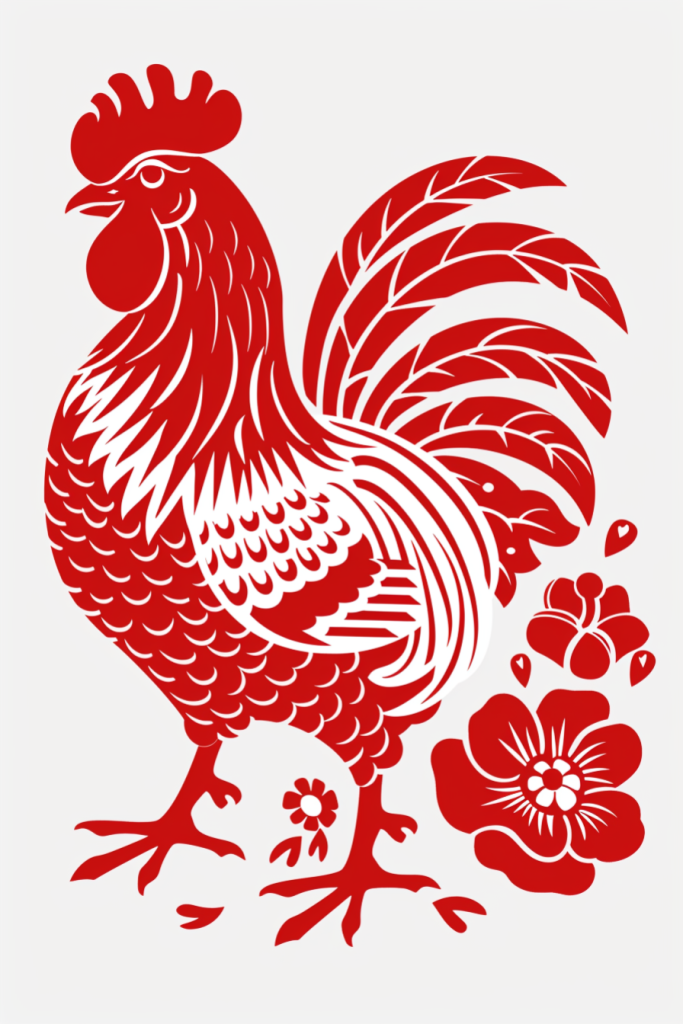 十二生肖鸡非遗剪纸