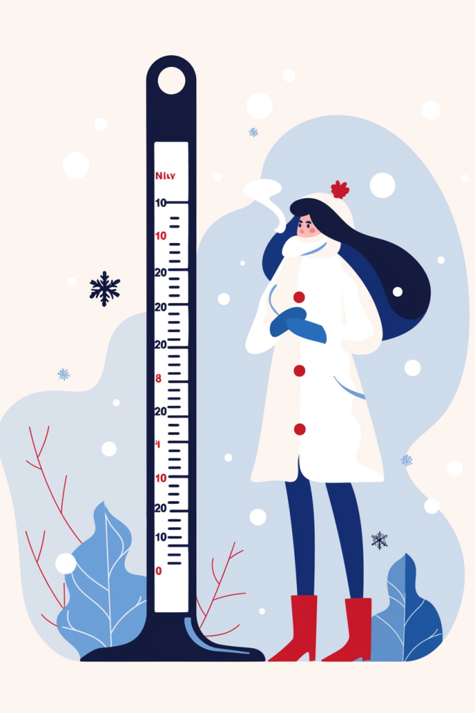 低温防冻人物插画绘画