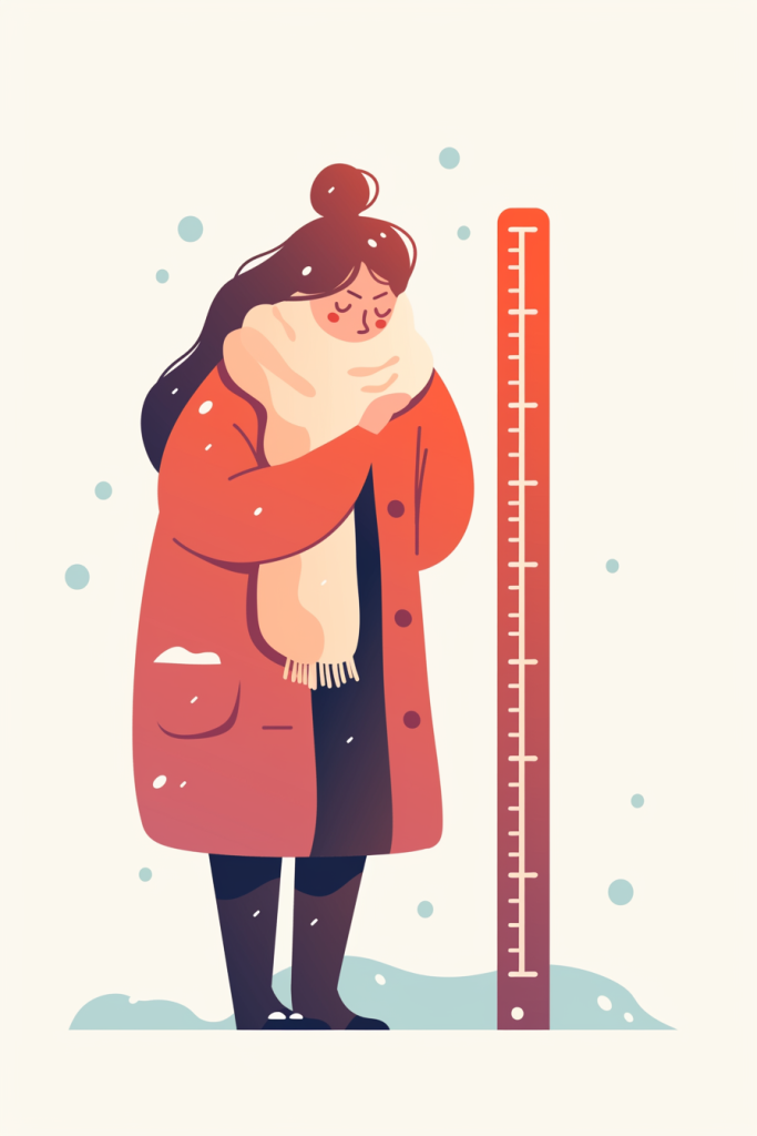 低温气候人物插画绘画