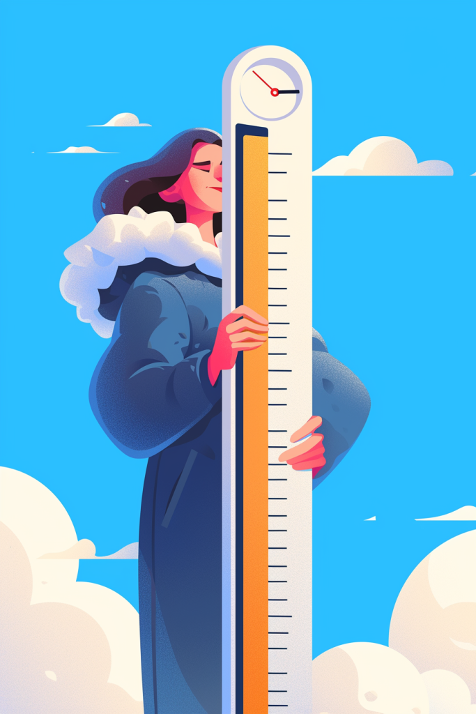 低温寒冷人物插画绘画