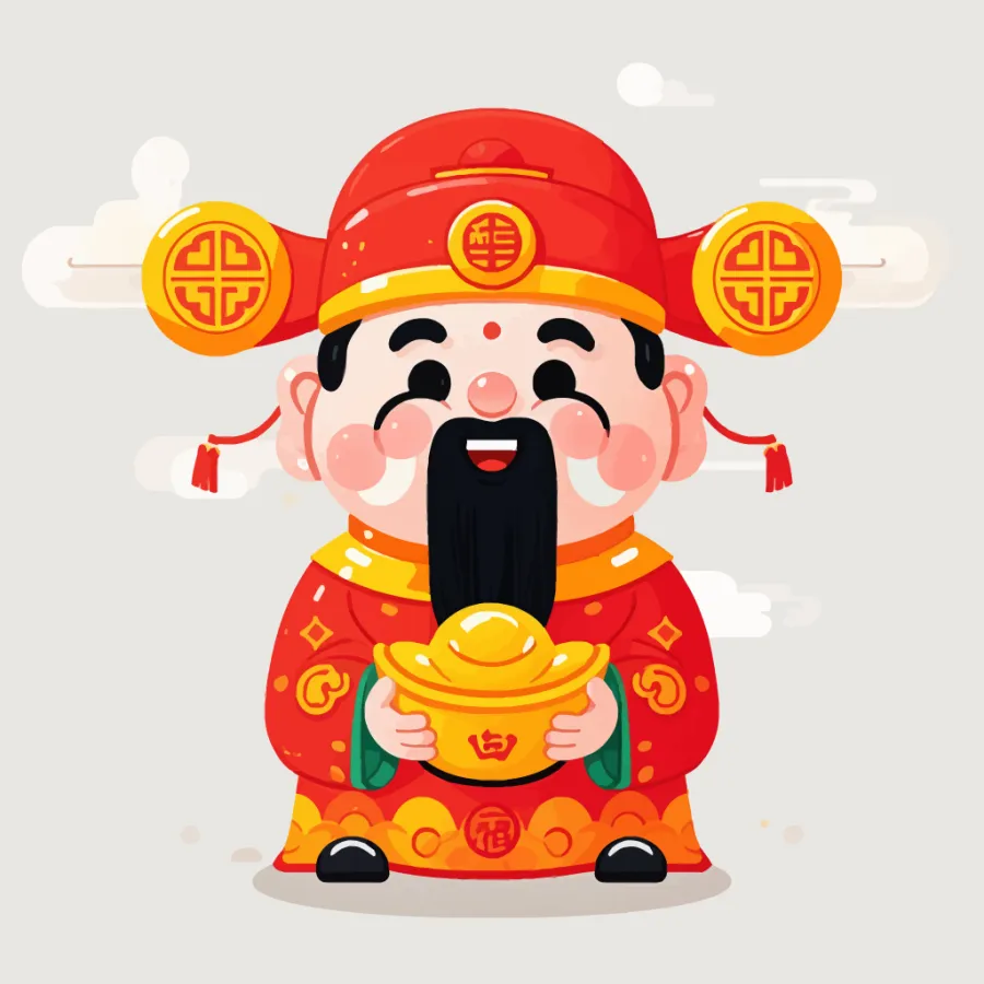 可爱卡通财神爷插画素材图