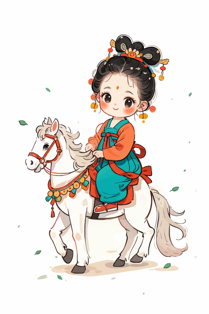 骑马的古风女孩素材图