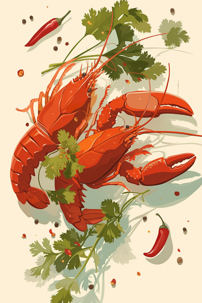 海鲜小龙虾插画素材