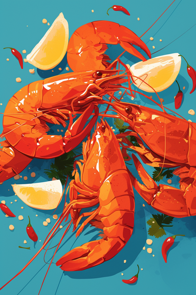 海鲜小龙虾插画素材