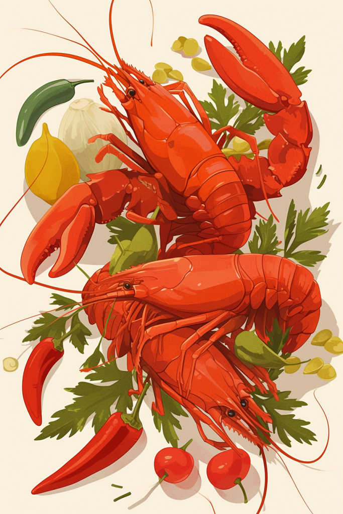 海鲜小龙虾插画素材