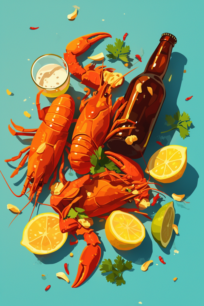 美味小龙虾插画素材