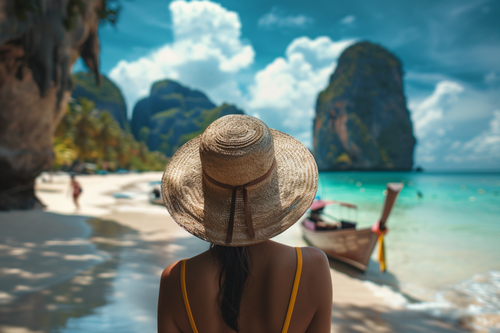 旅游路线人物肖像摄影图