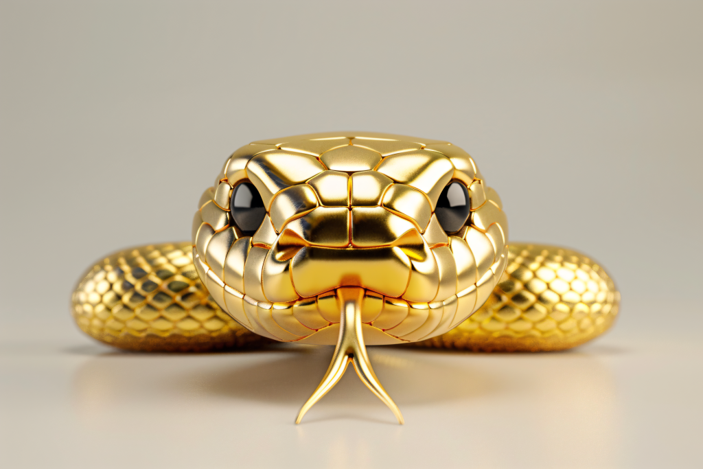 金灿灿的黄金可爱蛇模型