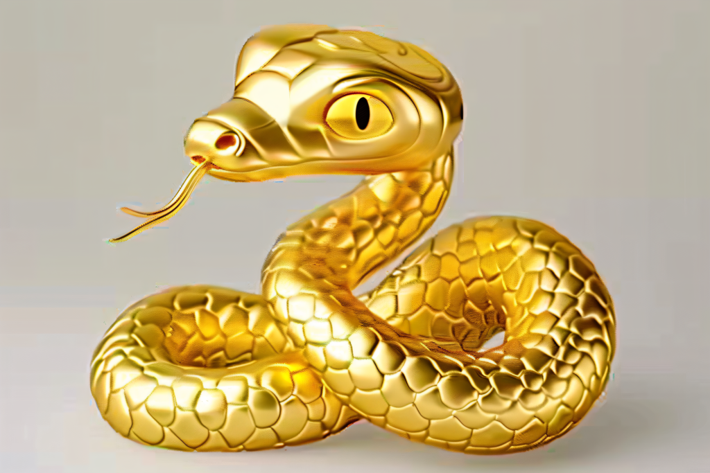 金闪闪的黄金蛇摆件模型
