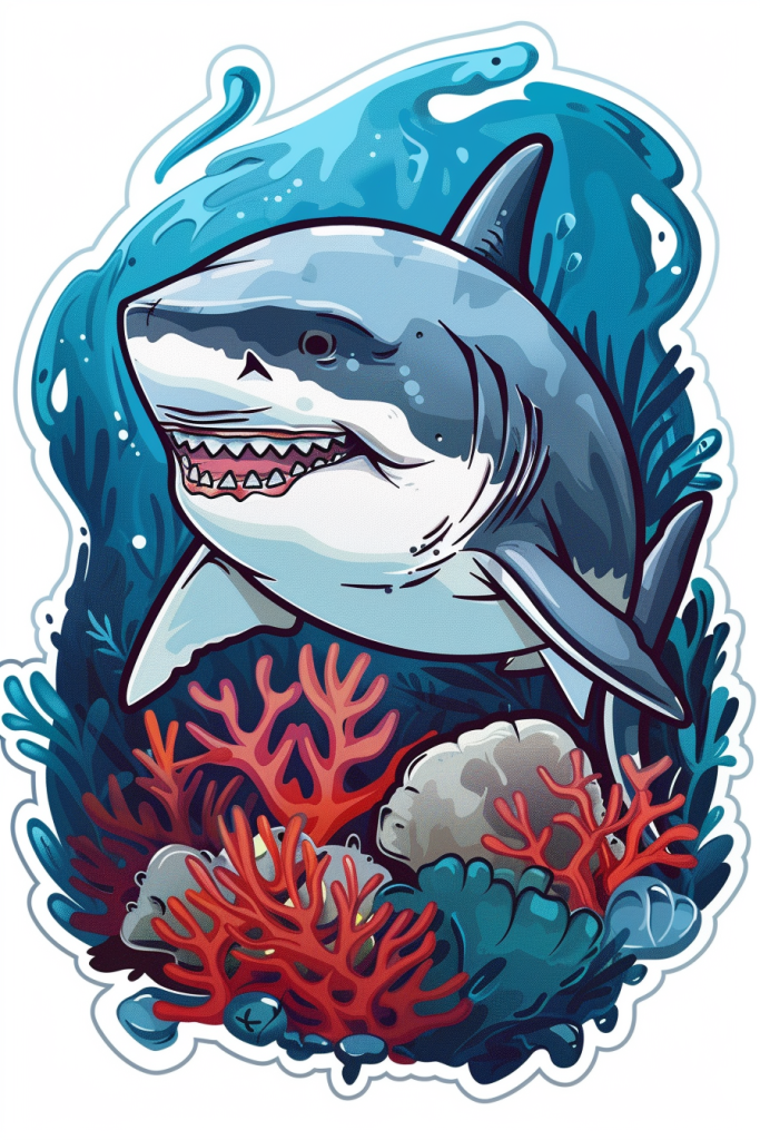 海洋物种鲨鱼插画