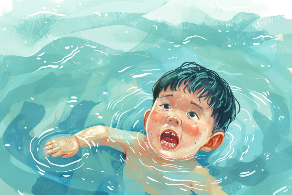 夏季玩水防溺水普及插画