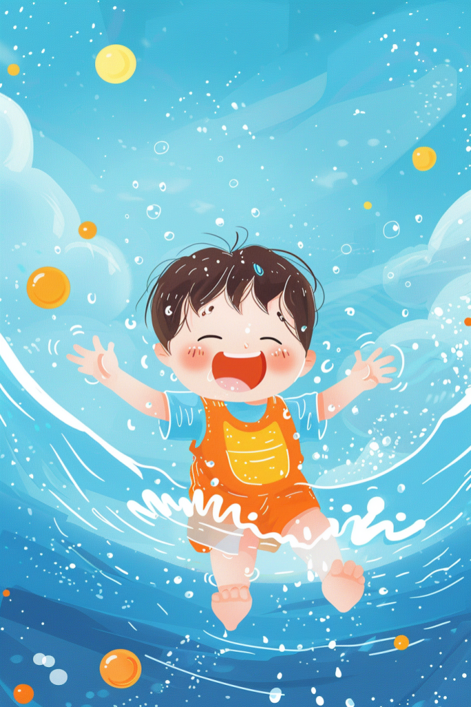珍爱生命儿童失足落水插画