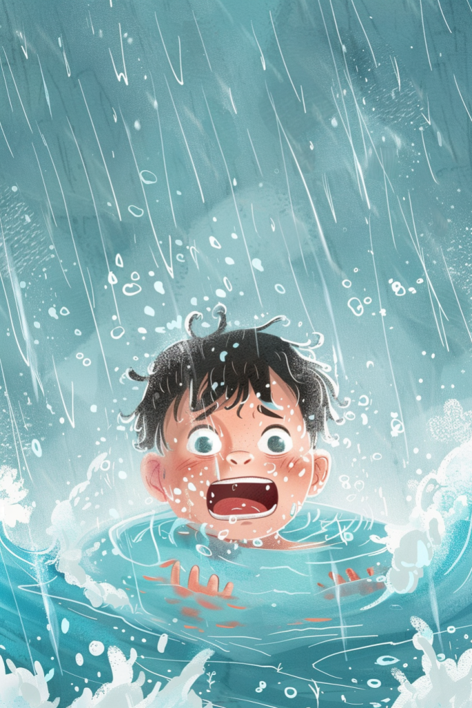水深危险溺水公益插画