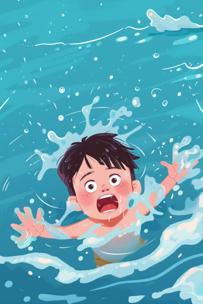 溺水警告公益插画