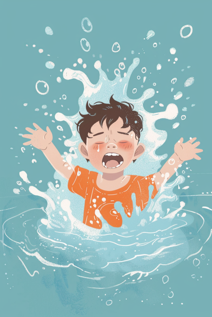 学生意外落水预防溺水插画
