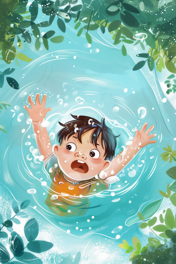 学生溺水呼救预防溺水插画