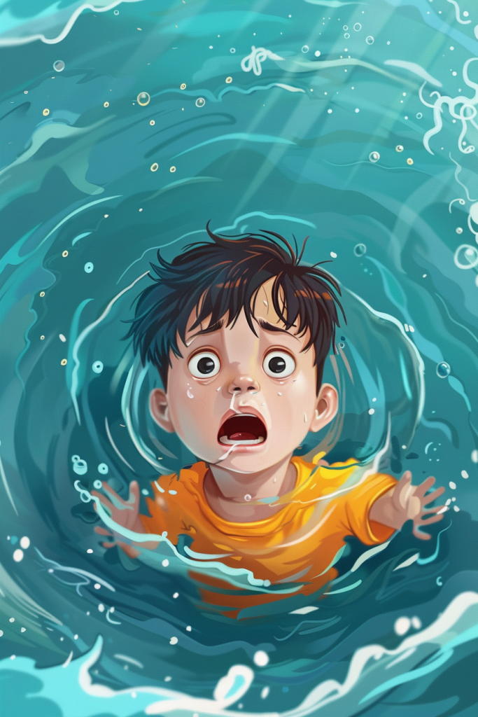 落水学生预防溺水插画