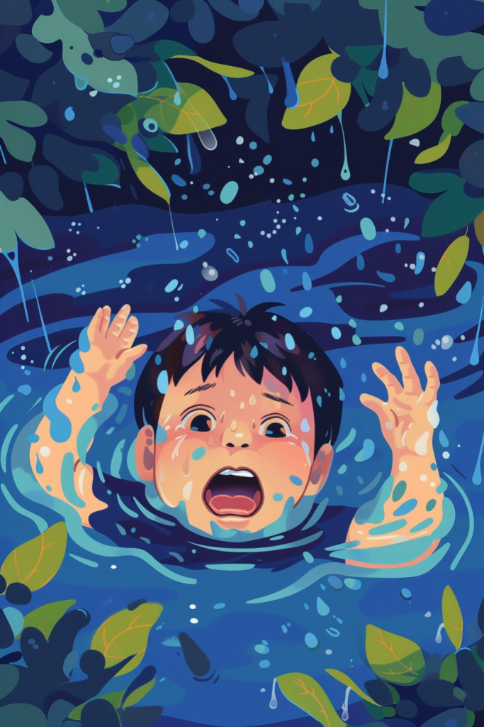 溺水的学生预防溺水插画