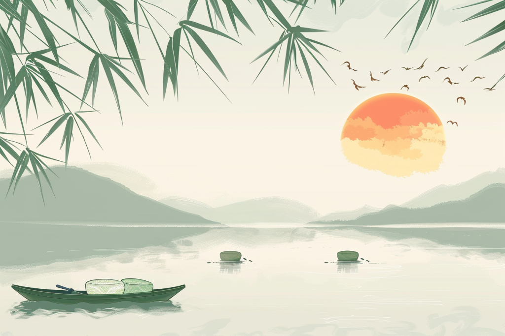 复古端午背景插画绘画