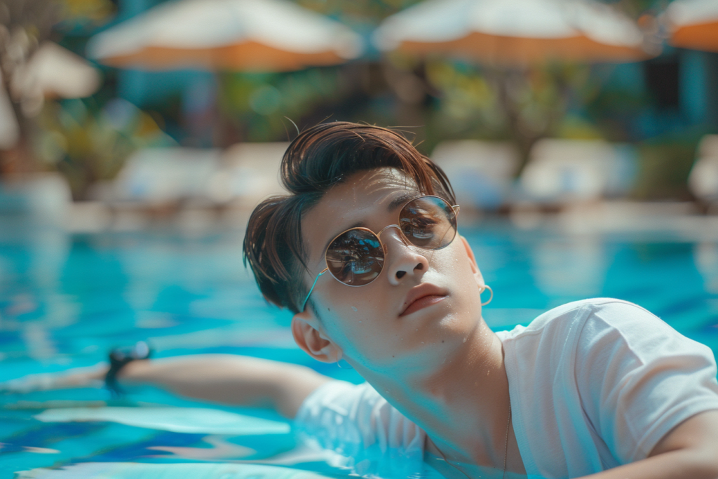 清凉夏日游泳健身男模