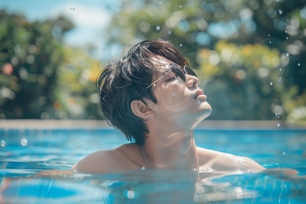 荷尔蒙爆棚男性泳池夏日摆拍