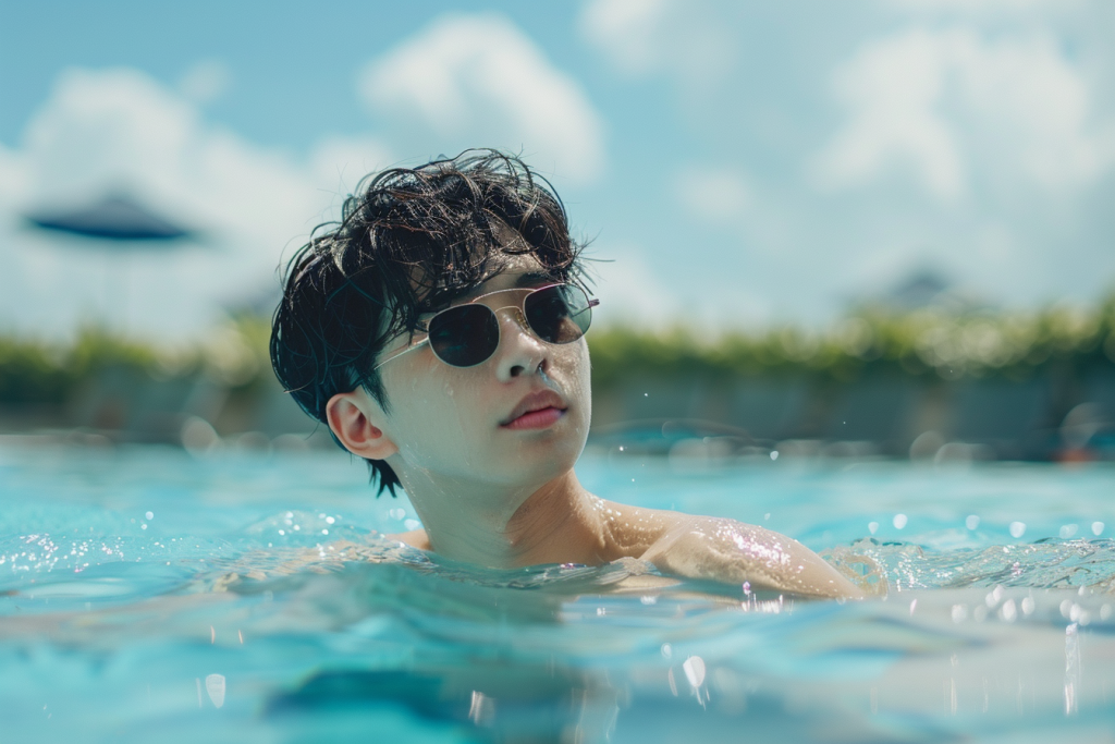 夏季网红泳池夏日摆拍