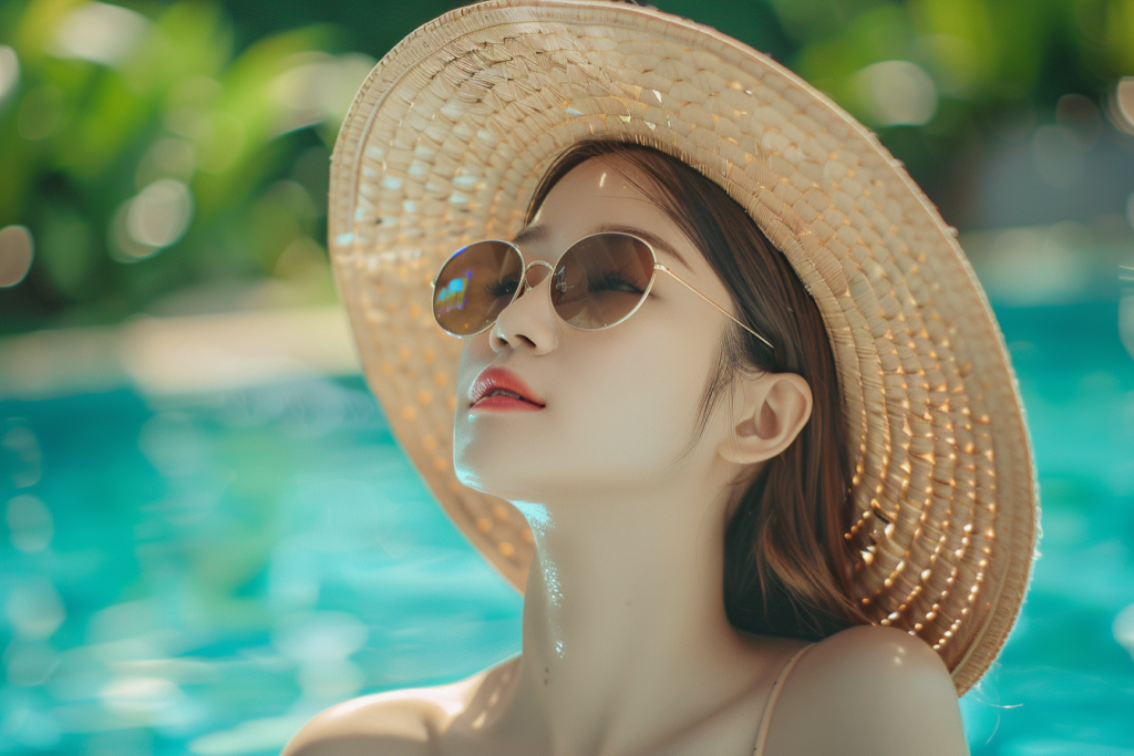 夏日泳池性感美女