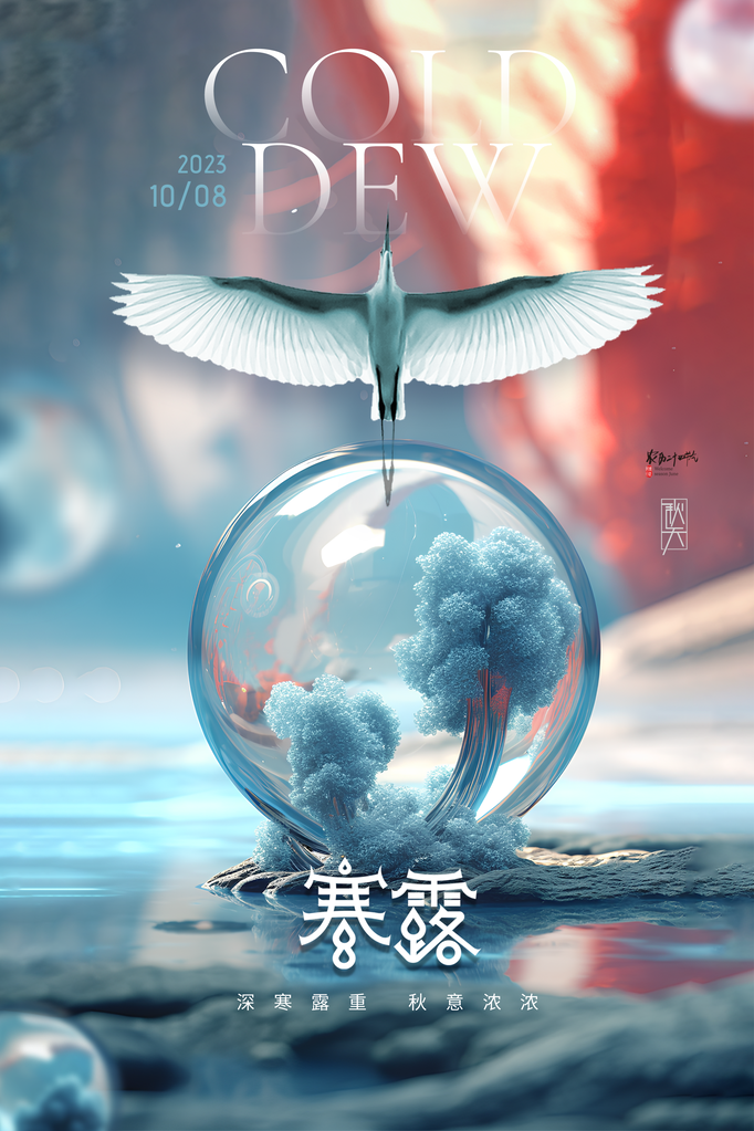 高档寒露节气宣传海报