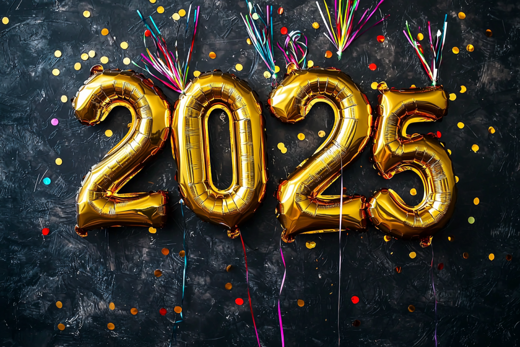 金色2025数字气球字艺术字派对背景图