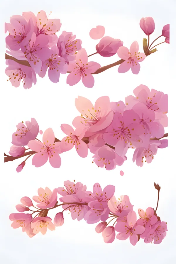 桃花贴纸花卉图案元素