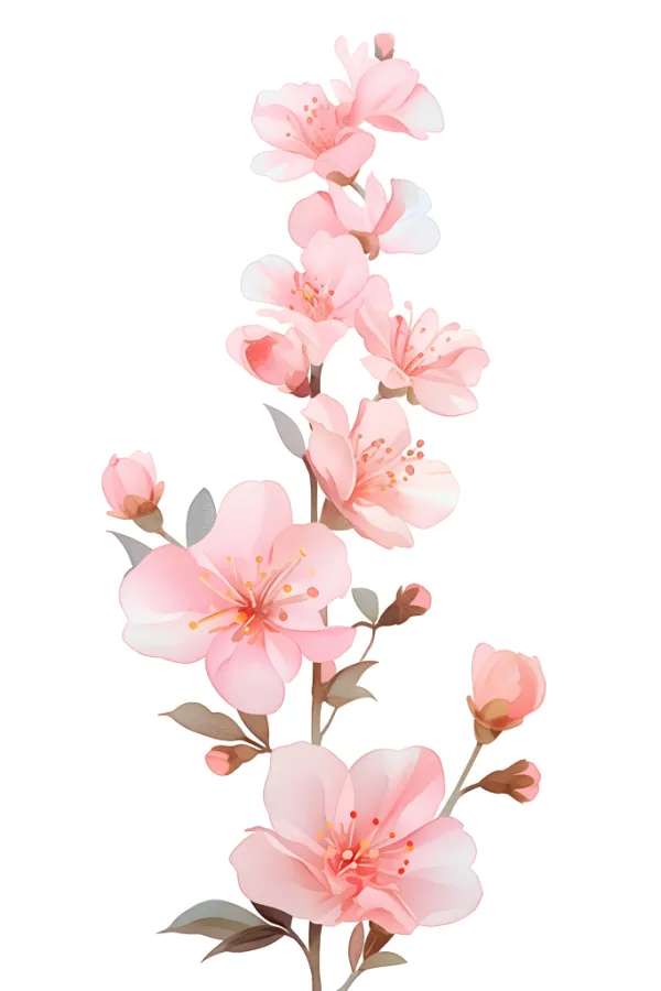 桃花贴纸花卉图案元素