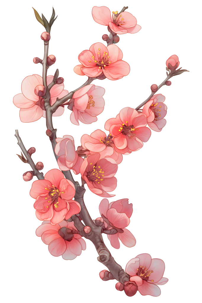 桃花绽放花卉图案元素