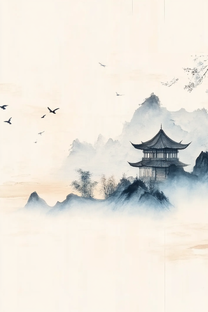 水墨中国风山水背景设计图