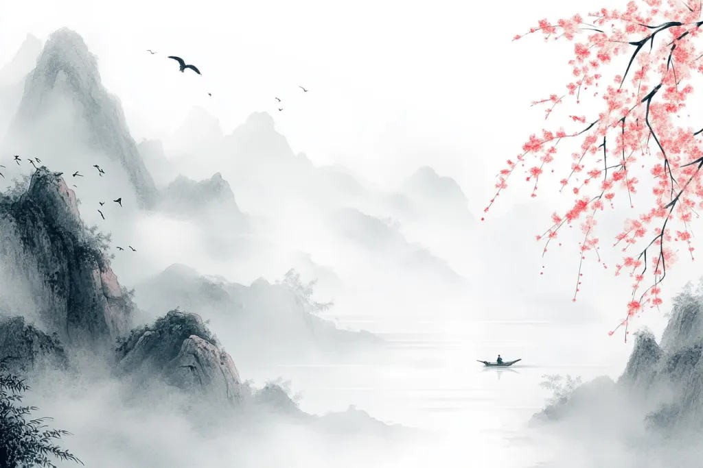 水墨江南风背景设计图