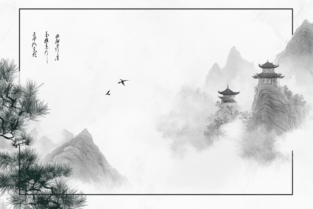 中国风水墨山水背景设计图