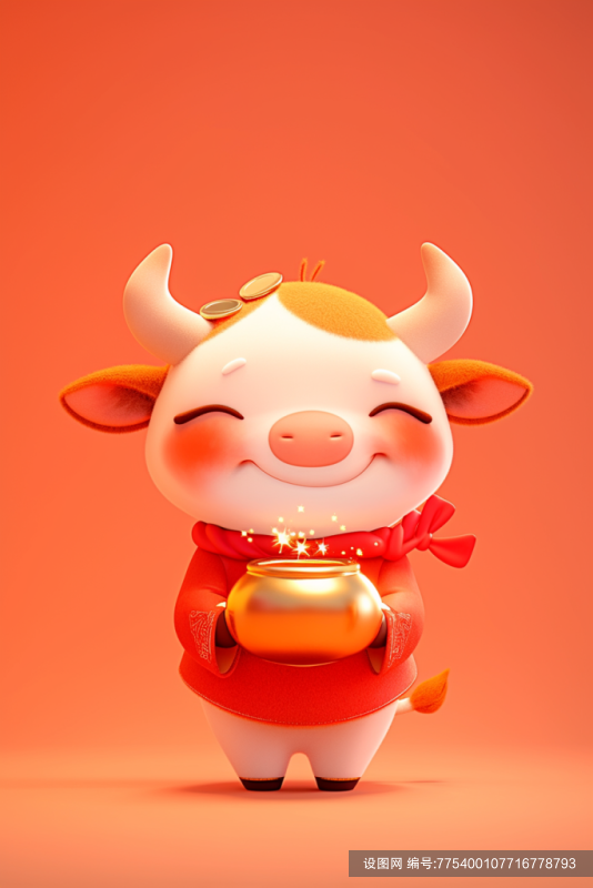 牛年牛素材立体动物形象png下载_编号775400107716778793-设图网