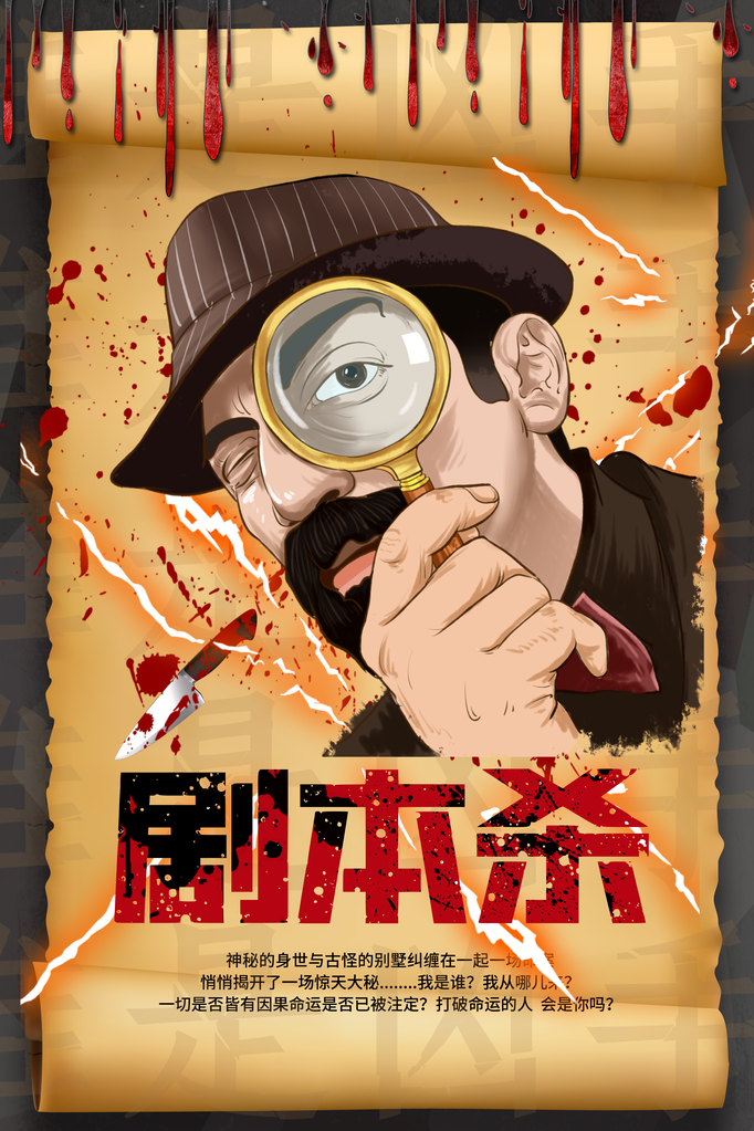 剧本杀大侦探桌游线下聚会游戏海报