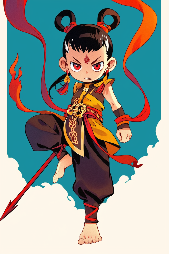 中国风封神哪吒插画人物形象