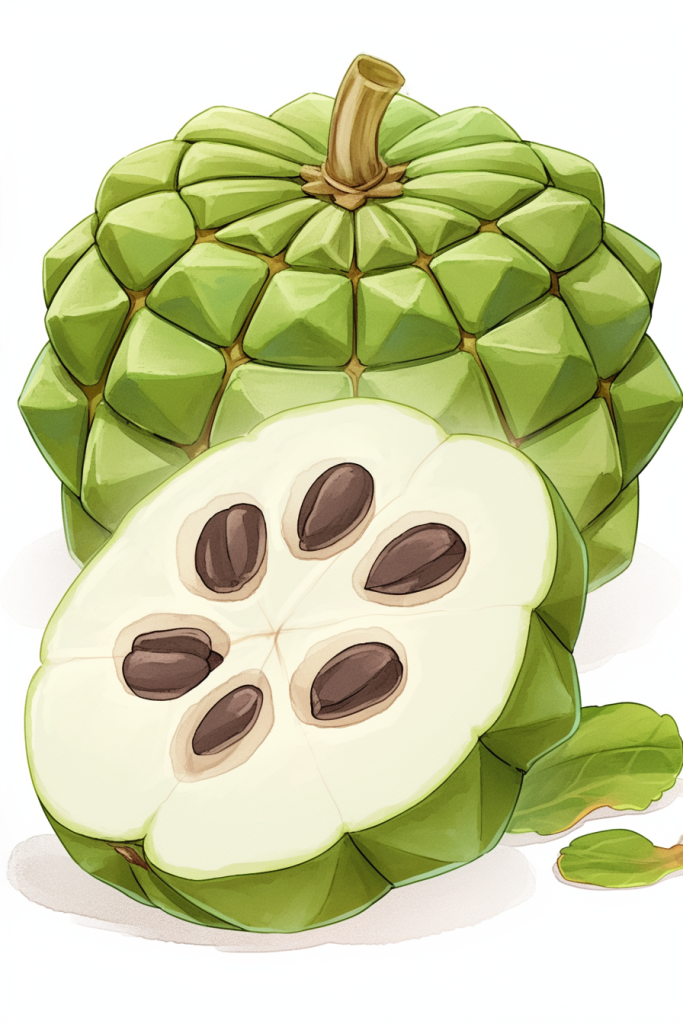 新鲜释迦果水果插画