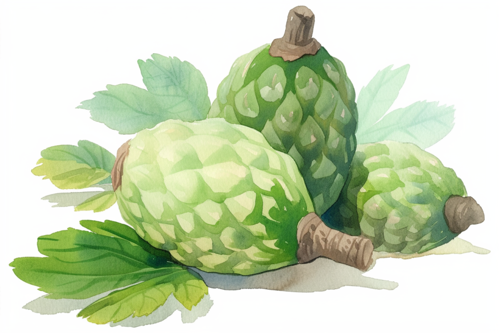 热带释迦果水果插画